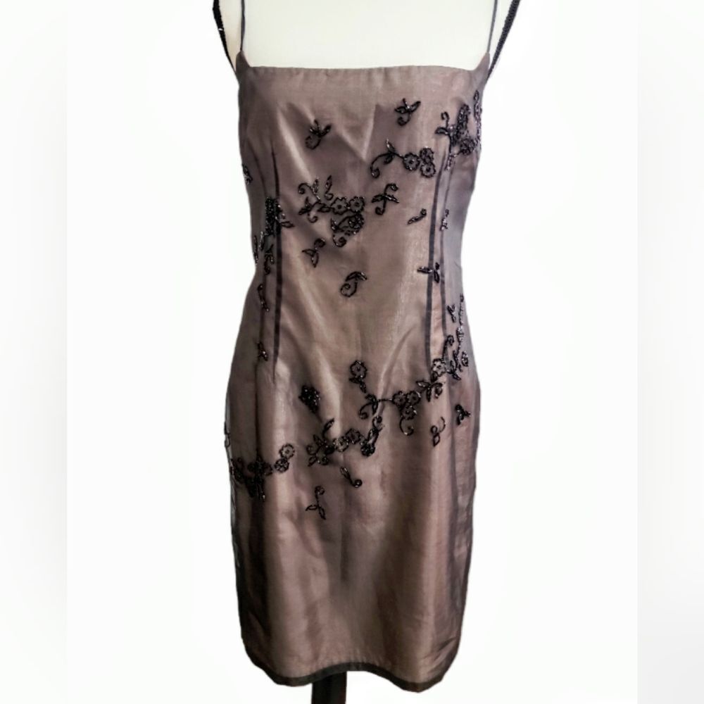 Laundry beaded guazy brown slip dress Size 8